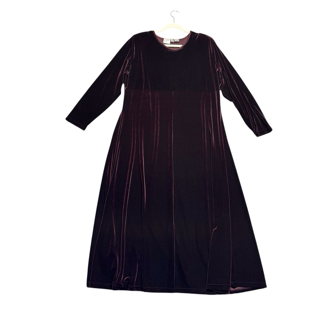 Jacqueline Ferrar Vintage Dark Burgundy Velvet Maxi Dress 20W Whimsygoth Witchy